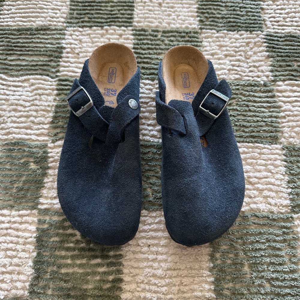 Navy Blue Birkenstock Clogs - Boston Soft Footbed